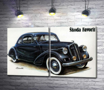 Модульна картина "Компактний автомобіль Skoda Favorit"