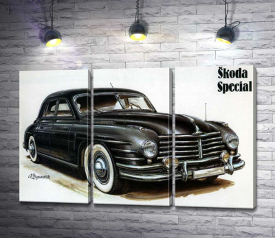 Модульна картина "Чорний автомобіль Skoda Special"