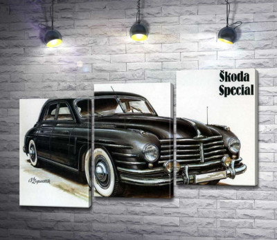 Модульная картина "Черный автомобиль Skoda Special"
