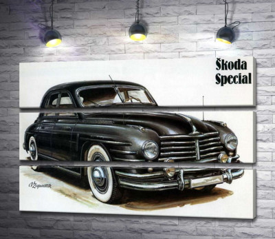Модульная картина "Черный автомобиль Skoda Special"