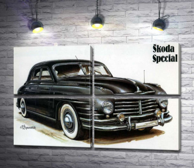 Модульная картина "Черный автомобиль Skoda Special"