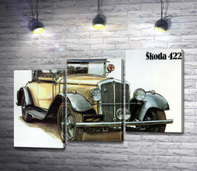 Жовтий  ретро-автомобіль Skoda 442