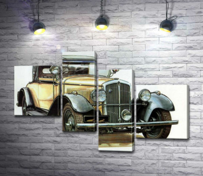 Модульна картина "Жовтий  ретро-автомобіль Skoda 442"