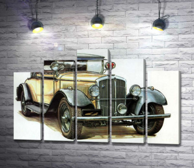 Модульна картина "Жовтий  ретро-автомобіль Skoda 442"