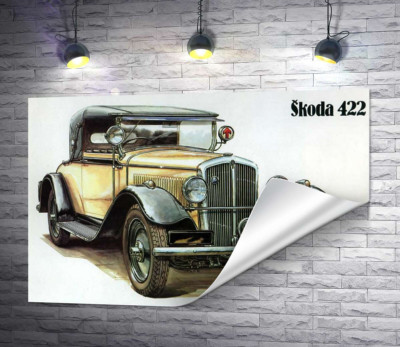 Желтый ретро-автомобиль Skoda 442
