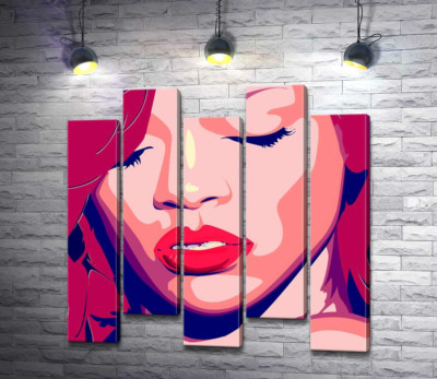 Модульная картина "Яркий портрет певицы Рианны (Rihanna)"