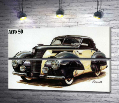 Модульна картина "Чорно-білий автомобіль Aero 50"