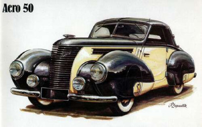 Чорно-білий автомобіль Aero 50