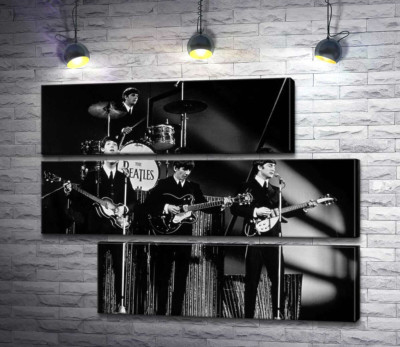 Модульная картина "Молодая группа The Beatles на своем концерте"