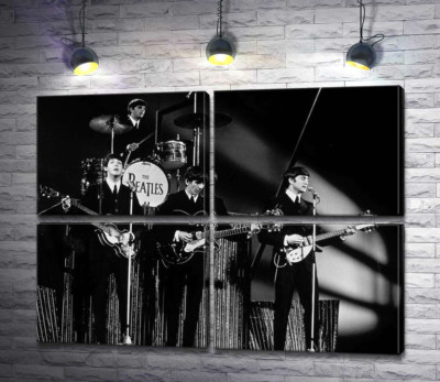 Модульна картина "Молода група The Beatles на своєму концерті"
