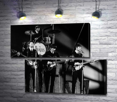 Модульна картина "Молода група The Beatles на своєму концерті"