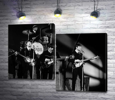 Модульная картина "Молодая группа The Beatles на своем концерте"