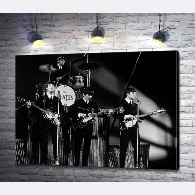Молодая группа The Beatles на своем концерте