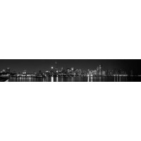 Ночная панорама черно-белого Чикаго