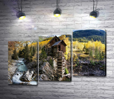 Модульна картина "Кришталевий млин (Crystal Mill) серед осінніх гір штату Колорадо "