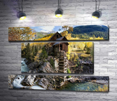Модульна картина "Кришталевий млин (Crystal Mill) серед осінніх гір штату Колорадо "