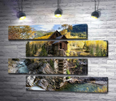 Модульна картина "Кришталевий млин (Crystal Mill) серед осінніх гір штату Колорадо "