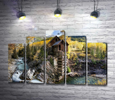 Модульна картина "Кришталевий млин (Crystal Mill) серед осінніх гір штату Колорадо "