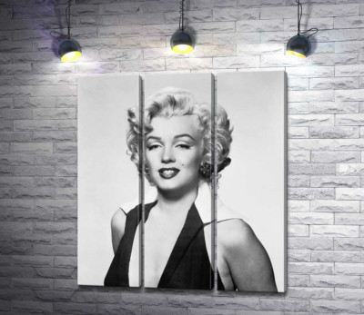 Модульная картина "Портрет Мэрилин Монро (Marilyn Monroe) в откровенном платье и черно-белых тонах"