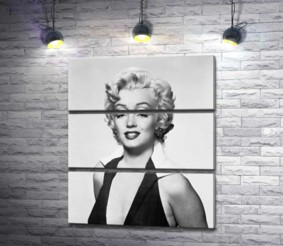 Модульная картина "Портрет Мэрилин Монро (Marilyn Monroe) в откровенном платье и черно-белых тонах"