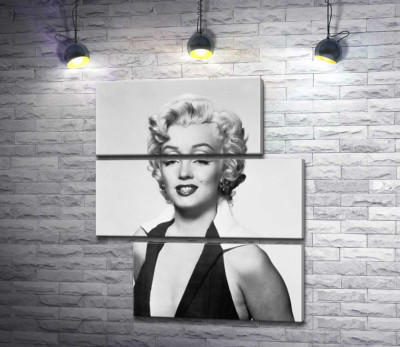 Модульная картина "Портрет Мэрилин Монро (Marilyn Monroe) в откровенном платье и черно-белых тонах"