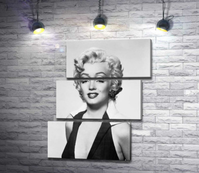 Модульная картина "Портрет Мэрилин Монро (Marilyn Monroe) в откровенном платье и черно-белых тонах"