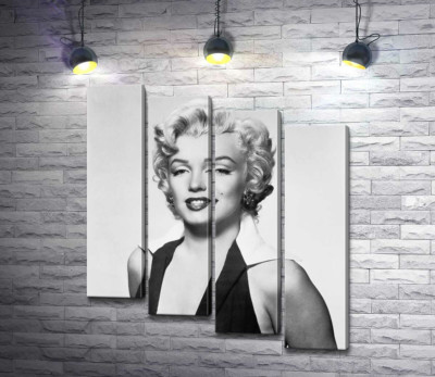 Модульная картина "Портрет Мэрилин Монро (Marilyn Monroe) в откровенном платье и черно-белых тонах"