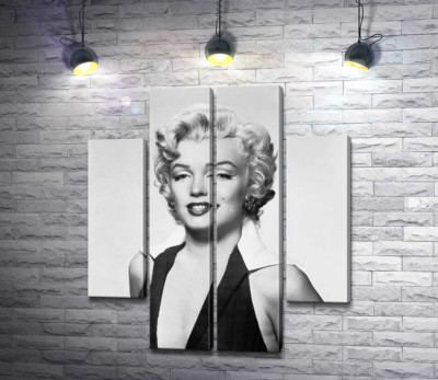 Модульная картина "Портрет Мэрилин Монро (Marilyn Monroe) в откровенном платье и черно-белых тонах"