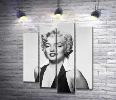 Модульна картина "Портрет Мерілін Монро (Marilyn Monroe) у відвертій сукні та чорно-білих тонах "