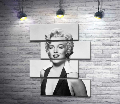 Модульна картина "Портрет Мерілін Монро (Marilyn Monroe) у відвертій сукні та чорно-білих тонах "