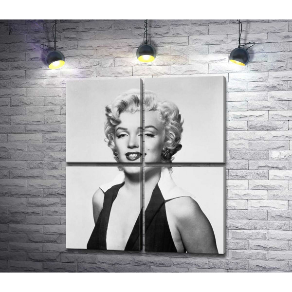 Портрет Мэрилин Монро (Marilyn Monroe) в откровенном платье и черно-белых тонах