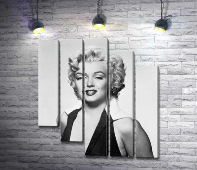 Модульная картина "Портрет Мэрилин Монро (Marilyn Monroe) в откровенном платье и черно-белых тонах"