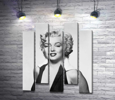 Модульная картина "Портрет Мэрилин Монро (Marilyn Monroe) в откровенном платье и черно-белых тонах"