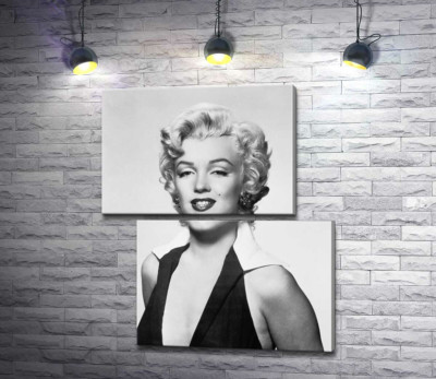 Модульная картина "Портрет Мэрилин Монро (Marilyn Monroe) в откровенном платье и черно-белых тонах"