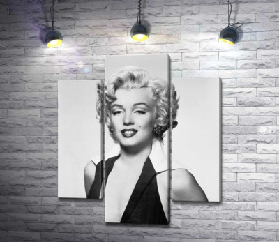 Модульная картина "Портрет Мэрилин Монро (Marilyn Monroe) в откровенном платье и черно-белых тонах"