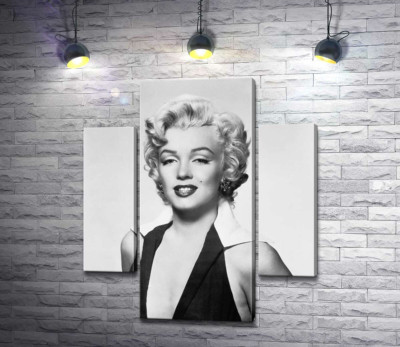 Портрет Мэрилин Монро (Marilyn Monroe) в откровенном платье и черно-белых тонах