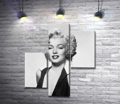 Модульна картина "Портрет Мерілін Монро (Marilyn Monroe) у відвертій сукні та чорно-білих тонах "