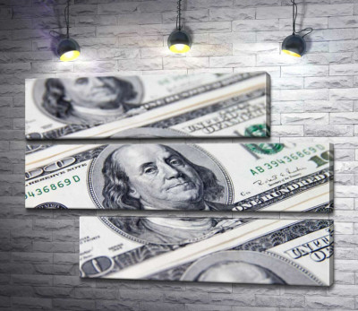 Модульная картина "Портрет Бенжамина Франклина (Benjamin Franklin) на 100 долларах"