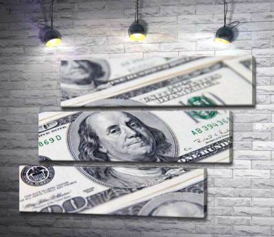 Модульная картина "Портрет Бенжамина Франклина (Benjamin Franklin) на 100 долларах"