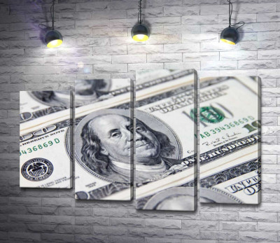 Модульная картина "Портрет Бенжамина Франклина (Benjamin Franklin) на 100 долларах"