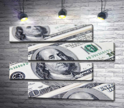Модульная картина "Портрет Бенжамина Франклина (Benjamin Franklin) на 100 долларах"