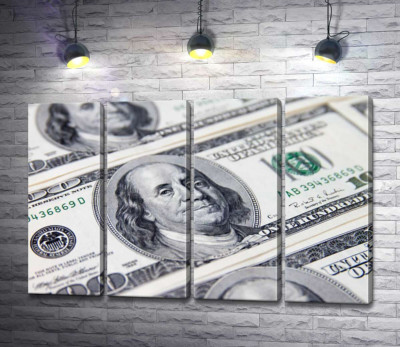 Модульная картина "Портрет Бенжамина Франклина (Benjamin Franklin) на 100 долларах"