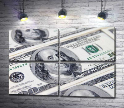 Модульна картина "Портрет Бенжаміна Франкліна (Benjamin Franklin) на 100 доларах"