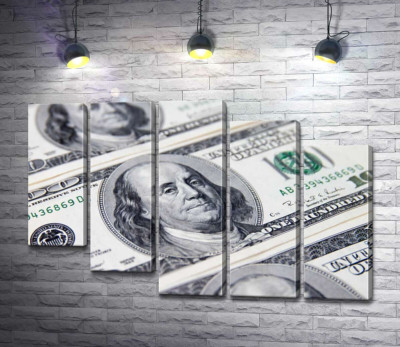 Модульная картина "Портрет Бенжамина Франклина (Benjamin Franklin) на 100 долларах"