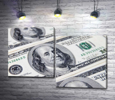 Модульная картина "Портрет Бенжамина Франклина (Benjamin Franklin) на 100 долларах"