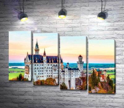 Модульная картина "Осень на холмах вокруг замка Нойшванштайн (Neuschwanstein)"