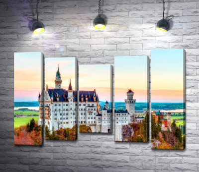 Модульна картина "Осінь на пагорбах навколо замку Нойшванштайн (Neuschwanstein)"