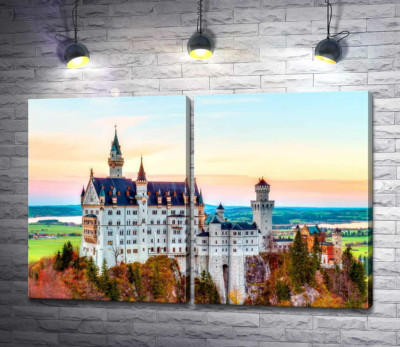 Модульная картина "Осень на холмах вокруг замка Нойшванштайн (Neuschwanstein)"