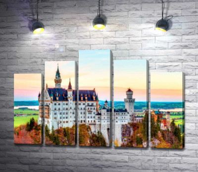 Модульная картина "Осень на холмах вокруг замка Нойшванштайн (Neuschwanstein)"