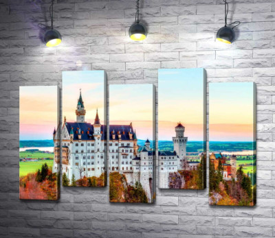 Модульна картина "Осінь на пагорбах навколо замку Нойшванштайн (Neuschwanstein)"